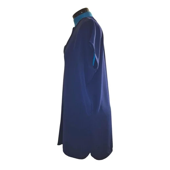 VINCE POPOVER WOMEN'S NAVY BLUE MINIMALIST CAREER BASIC POPLIN DRESS Size M - Picture 5 of 8